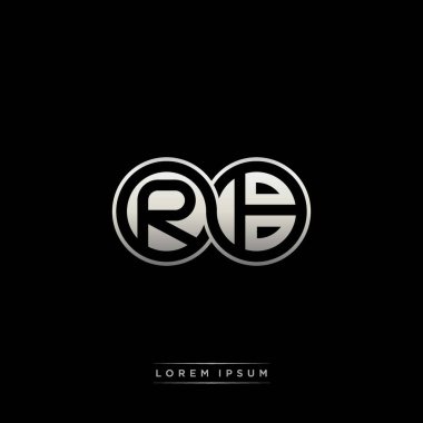 İlk harf bağlı daire sermaye monogramı logosu modern şablon altın rengi versiyonu siyah arkaplan üzerinde izole