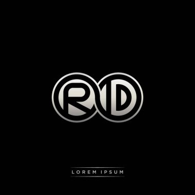 İlk harf bağlı daire sermaye monogramı logosu modern şablon altın rengi versiyonu siyah arkaplan üzerinde izole