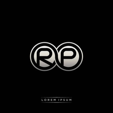 İlk harf bağlı daire sermaye monogramı logosu modern şablon altın rengi versiyonu siyah arkaplan üzerinde izole