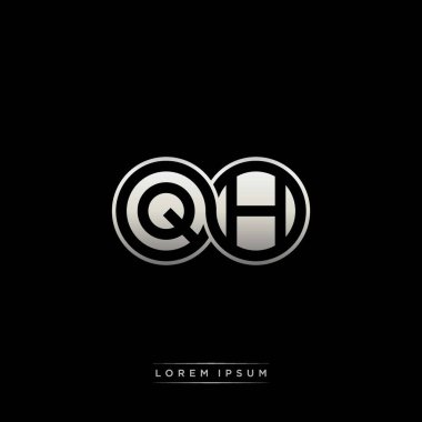 İlk harf bağlı daire sermaye monogramı logosu modern şablon altın rengi versiyonu siyah arkaplan üzerinde izole