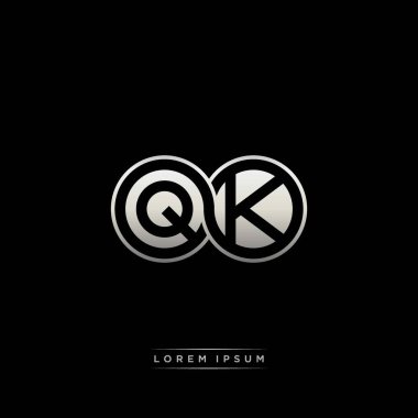 İlk harf bağlı daire sermaye monogramı logosu modern şablon altın rengi versiyonu siyah arkaplan üzerinde izole