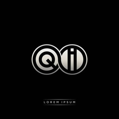 İlk harf bağlı daire sermaye monogramı logosu modern şablon altın rengi versiyonu siyah arkaplan üzerinde izole