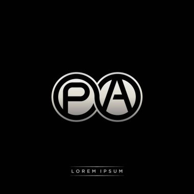 İlk harf bağlı daire sermaye monogramı logosu modern şablon altın rengi versiyonu siyah arkaplan üzerinde izole