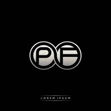 İlk harf bağlı daire sermaye monogramı logosu modern şablon altın rengi versiyonu siyah arkaplan üzerinde izole