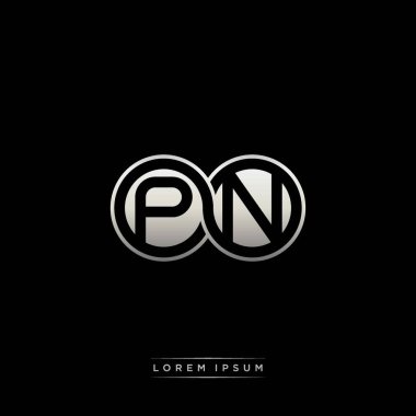 İlk harf bağlı daire sermaye monogramı logosu modern şablon altın rengi versiyonu siyah arkaplan üzerinde izole