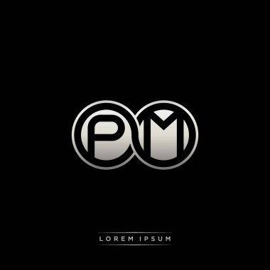 İlk harf bağlı daire sermaye monogramı logosu modern şablon altın rengi versiyonu siyah arkaplan üzerinde izole