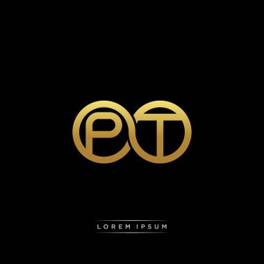 İlk harf bağlı daire sermaye monogramı logosu modern şablon altın rengi versiyonu siyah arkaplan üzerinde izole