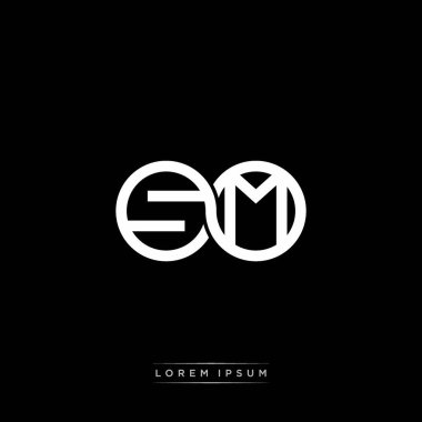 İlk harf bağlı daire sermaye monogramı logosu modern şablon altın rengi versiyonu siyah arkaplan üzerinde izole