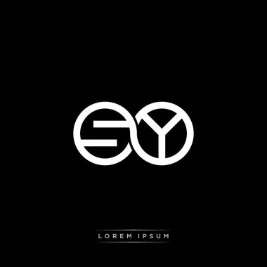 İlk harf bağlı daire sermaye monogramı logosu modern şablon altın rengi versiyonu siyah arkaplan üzerinde izole