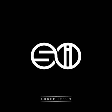 İlk harf bağlı daire sermaye monogramı logosu modern şablon altın rengi versiyonu siyah arkaplan üzerinde izole