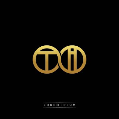 İlk harf bağlı daire sermaye monogramı logosu modern şablon altın rengi versiyonu siyah arkaplan üzerinde izole