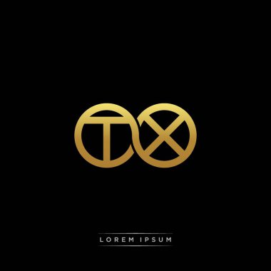 İlk harf bağlı daire sermaye monogramı logosu modern şablon altın rengi versiyonu siyah arkaplan üzerinde izole