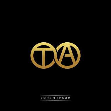 İlk harf bağlı daire sermaye monogramı logosu modern şablon altın rengi versiyonu siyah arkaplan üzerinde izole