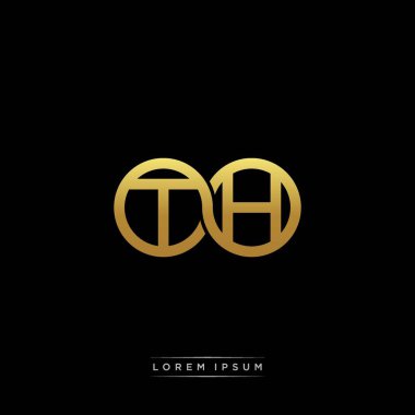 İlk harf bağlı daire sermaye monogramı logosu modern şablon altın rengi versiyonu siyah arkaplan üzerinde izole