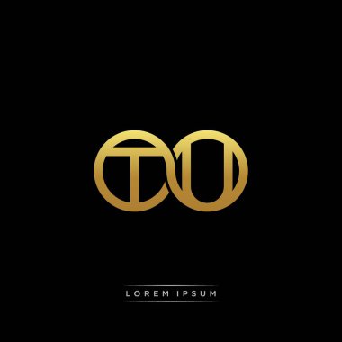 İlk harf bağlı daire sermaye monogramı logosu modern şablon altın rengi versiyonu siyah arkaplan üzerinde izole