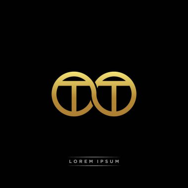 İlk harf bağlı daire sermaye monogramı logosu modern şablon altın rengi versiyonu siyah arkaplan üzerinde izole
