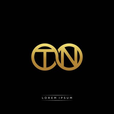 İlk harf bağlı daire sermaye monogramı logosu modern şablon altın rengi versiyonu siyah arkaplan üzerinde izole