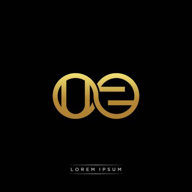 İlk harf bağlı daire sermaye monogramı logosu modern şablon altın rengi versiyonu siyah arkaplan üzerinde izole