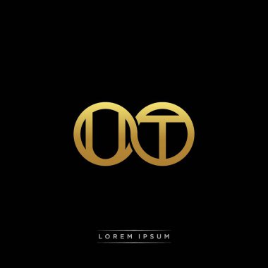 İlk harf bağlı daire sermaye monogramı logosu modern şablon altın rengi versiyonu siyah arkaplan üzerinde izole