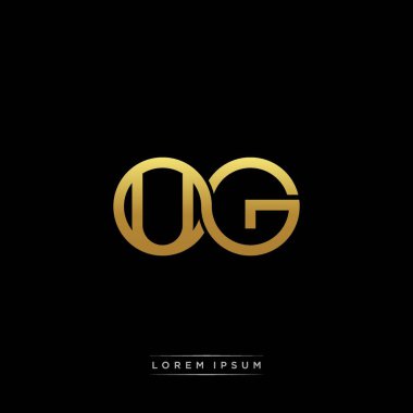 İlk harf bağlı daire sermaye monogramı logosu modern şablon altın rengi versiyonu siyah arkaplan üzerinde izole