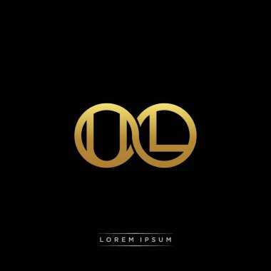 İlk harf bağlı daire sermaye monogramı logosu modern şablon altın rengi versiyonu siyah arkaplan üzerinde izole