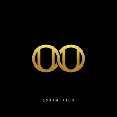 İlk harf bağlı daire sermaye monogramı logosu modern şablon altın rengi versiyonu siyah arkaplan üzerinde izole