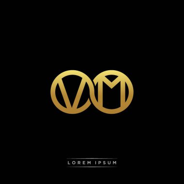 İlk harf bağlı daire sermaye monogramı logosu modern şablon altın rengi versiyonu siyah arkaplan üzerinde izole