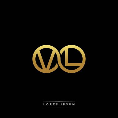 İlk harf bağlı daire sermaye monogramı logosu modern şablon altın rengi versiyonu siyah arkaplan üzerinde izole