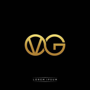 İlk harf bağlı daire sermaye monogramı logosu modern şablon altın rengi versiyonu siyah arkaplan üzerinde izole