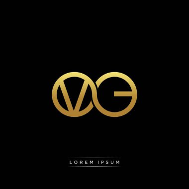 İlk harf bağlı daire sermaye monogramı logosu modern şablon altın rengi versiyonu siyah arkaplan üzerinde izole