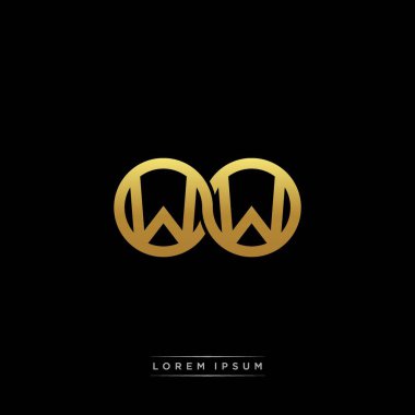 İlk harf bağlı daire sermaye monogramı logosu modern şablon altın rengi versiyonu siyah arkaplan üzerinde izole