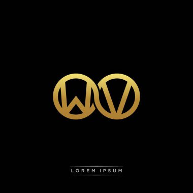 İlk harf bağlı daire sermaye monogramı logosu modern şablon altın rengi versiyonu siyah arkaplan üzerinde izole