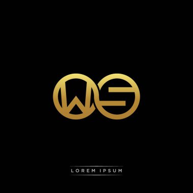 İlk harf bağlı daire sermaye monogramı logosu modern şablon altın rengi versiyonu siyah arkaplan üzerinde izole