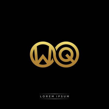 İlk harf bağlı daire sermaye monogramı logosu modern şablon altın rengi versiyonu siyah arkaplan üzerinde izole