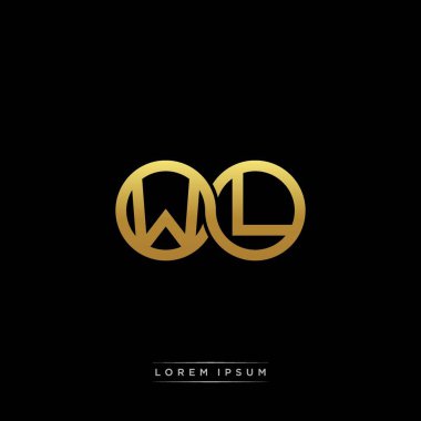 İlk harf bağlı daire sermaye monogramı logosu modern şablon altın rengi versiyonu siyah arkaplan üzerinde izole