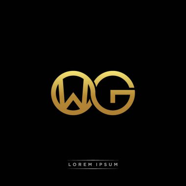 İlk harf bağlı daire sermaye monogramı logosu modern şablon altın rengi versiyonu siyah arkaplan üzerinde izole