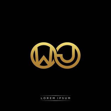 İlk harf bağlı daire sermaye monogramı logosu modern şablon altın rengi versiyonu siyah arkaplan üzerinde izole