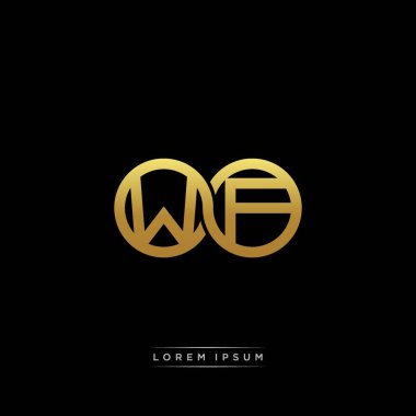 İlk harf bağlı daire sermaye monogramı logosu modern şablon altın rengi versiyonu siyah arkaplan üzerinde izole