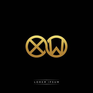 İlk harf bağlı daire sermaye monogramı logosu modern şablon altın rengi versiyonu siyah arkaplan üzerinde izole