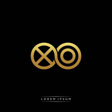 İlk harf bağlı daire sermaye monogramı logosu modern şablon altın rengi versiyonu siyah arkaplan üzerinde izole