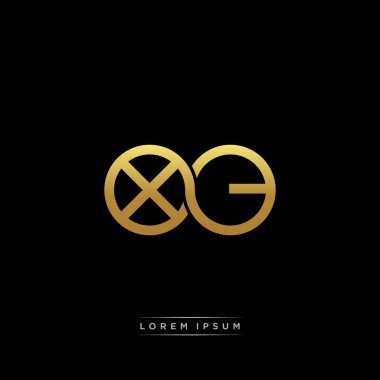 İlk harf bağlı daire sermaye monogramı logosu modern şablon altın rengi versiyonu siyah arkaplan üzerinde izole