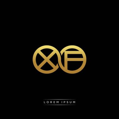 İlk harf bağlı daire sermaye monogramı logosu modern şablon altın rengi versiyonu siyah arkaplan üzerinde izole