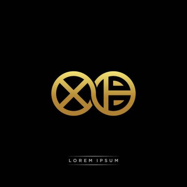 İlk harf bağlı daire sermaye monogramı logosu modern şablon altın rengi versiyonu siyah arkaplan üzerinde izole