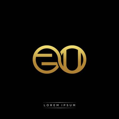 İlk harf bağlı daire sermaye monogramı logosu modern şablon altın rengi versiyonu siyah arkaplan üzerinde izole