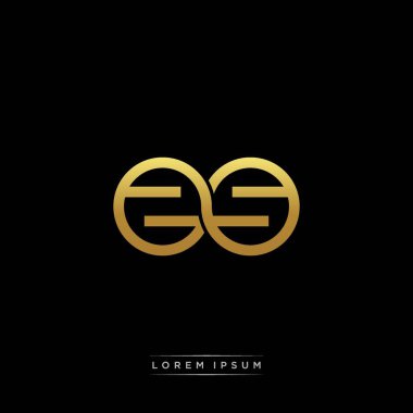 İlk harf bağlı daire sermaye monogramı logosu modern şablon altın rengi versiyonu siyah arkaplan üzerinde izole