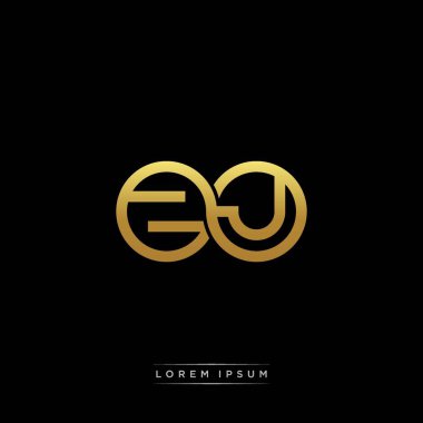İlk harf bağlı daire sermaye monogramı logosu modern şablon altın rengi versiyonu siyah arkaplan üzerinde izole