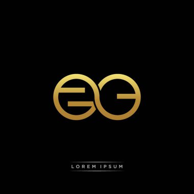 İlk harf bağlı daire sermaye monogramı logosu modern şablon altın rengi versiyonu siyah arkaplan üzerinde izole