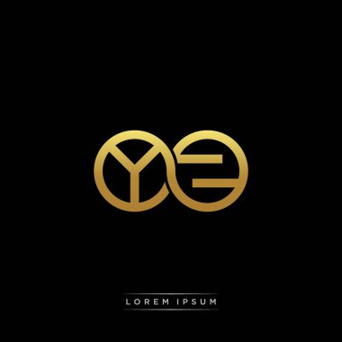 İlk harf bağlı daire sermaye monogramı logosu modern şablon altın rengi versiyonu siyah arkaplan üzerinde izole