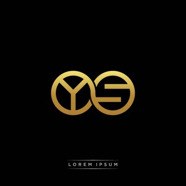 İlk harf bağlı daire sermaye monogramı logosu modern şablon altın rengi versiyonu siyah arkaplan üzerinde izole