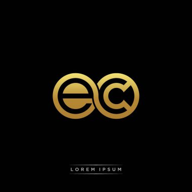 İlk harf bağlı daire sermaye monogramı logosu modern şablon altın rengi versiyonu siyah arkaplan üzerinde izole